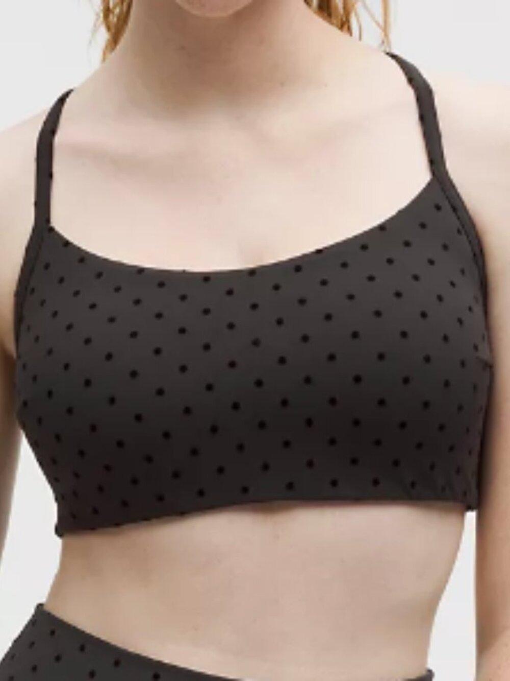 Lululemon Flow Y Bra Light Support, C/D Cup Evolve Polka Flocked Black NWT
